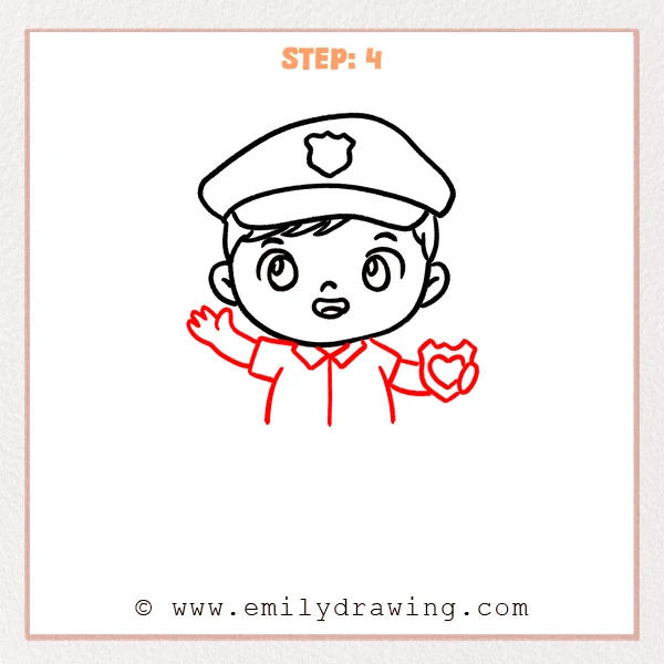 how to draw a police officer - Step 4